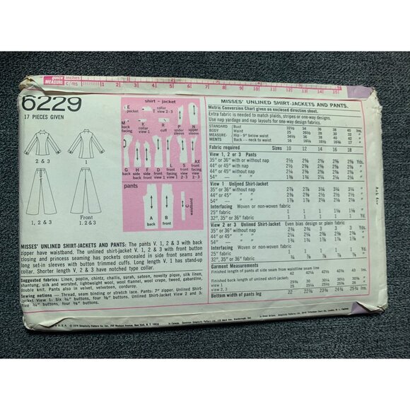 Simplicity Misses Shirt jacket pants Sewing Pattern sz 10 6229 - uncut - Picture 8 of 11
